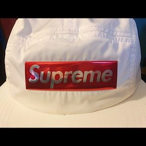 Supreme Liquid Metal Logo Camp Cap White